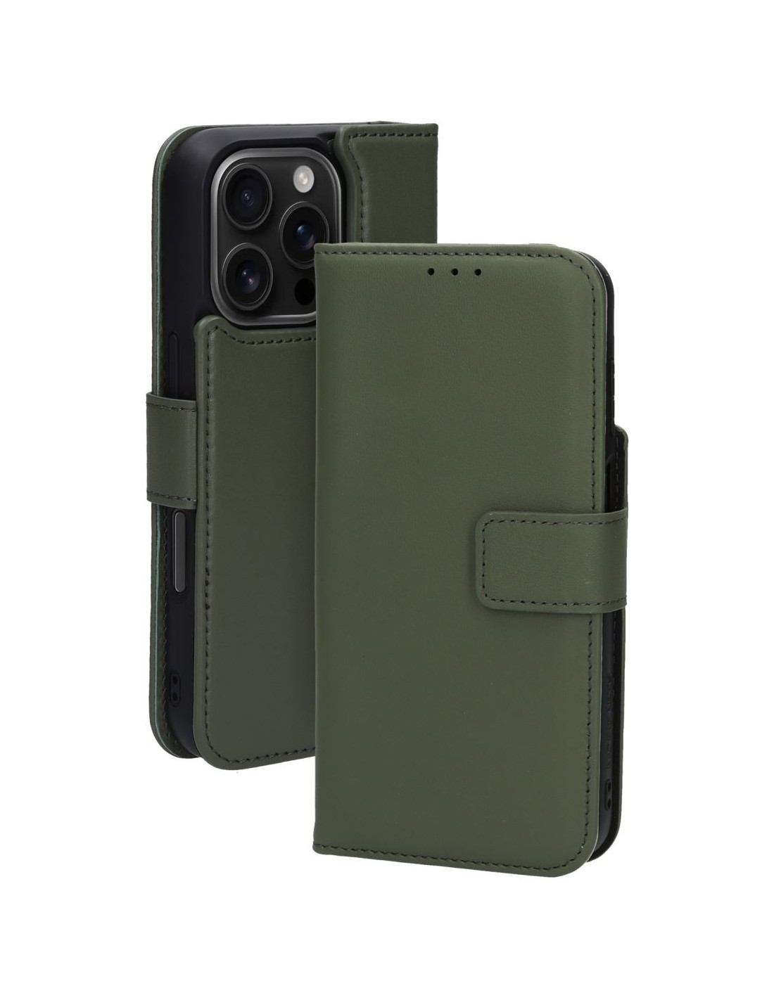 Mobiparts Leather 2 in 1 Wallet Case Apple iPhone 16 Pro Green