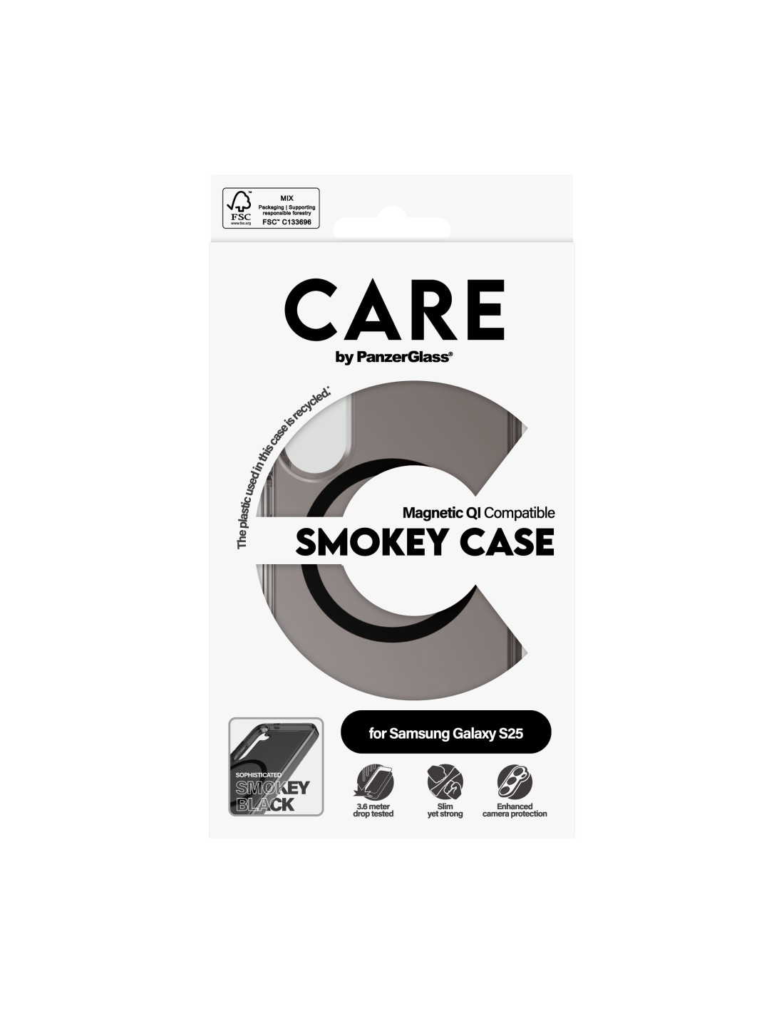 CARE by PanzerGlass Flagship Case Smokey Urban Combat w. Black QI Module Samsung S25