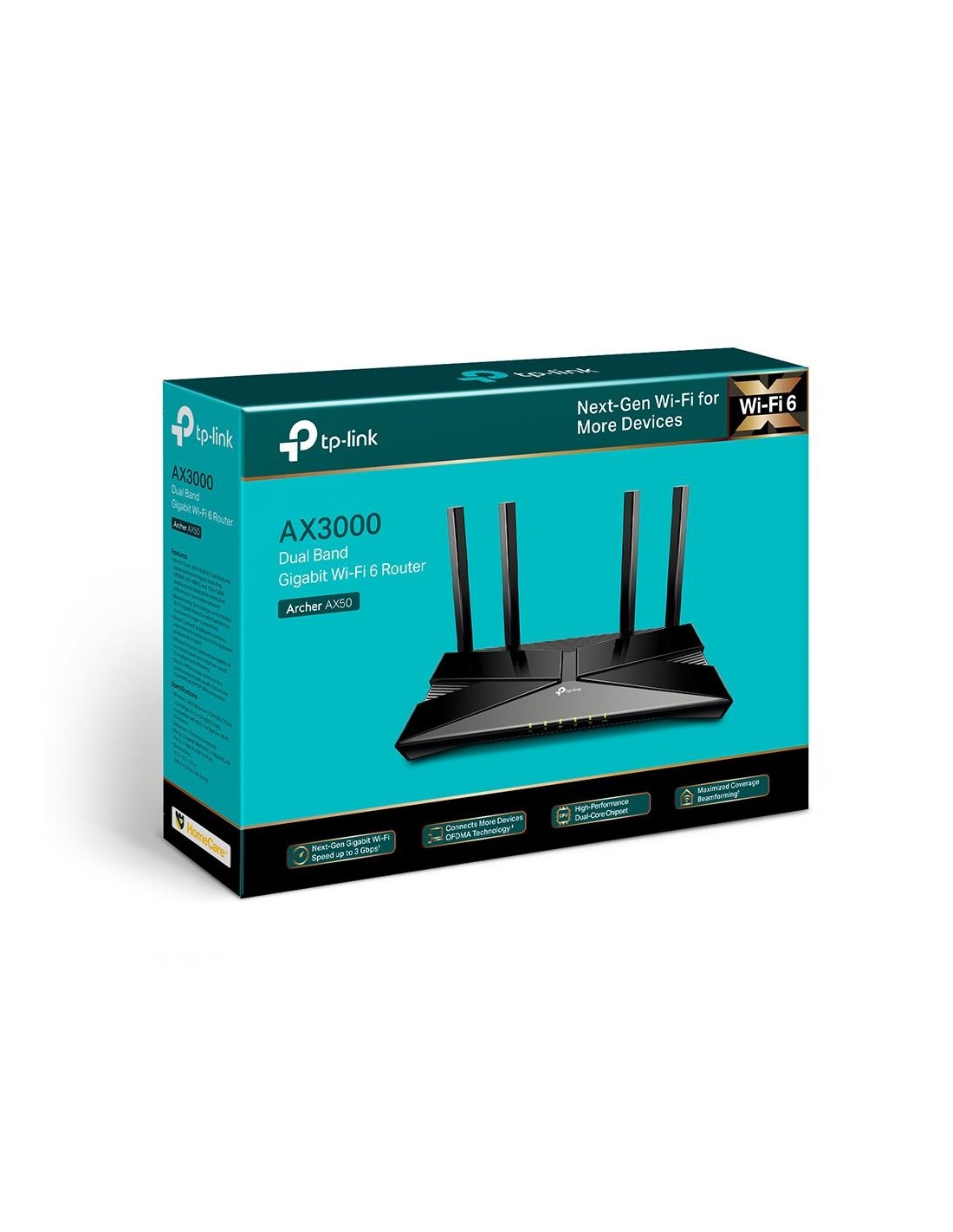 AX3000 Wi-Fi 6 Router Dual-Core CPU 2402Mbps at 5GHz+574Mbps at 2.4GHz 5 Gigabit Ports1 USB 3.0 4 An