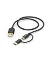 Laad Synchrokabel 2 in 1 USB type-C - micro USB 1m zwart