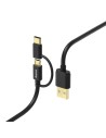 Laad Synchrokabel 2 in 1 USB type-C - micro USB 1m zwart